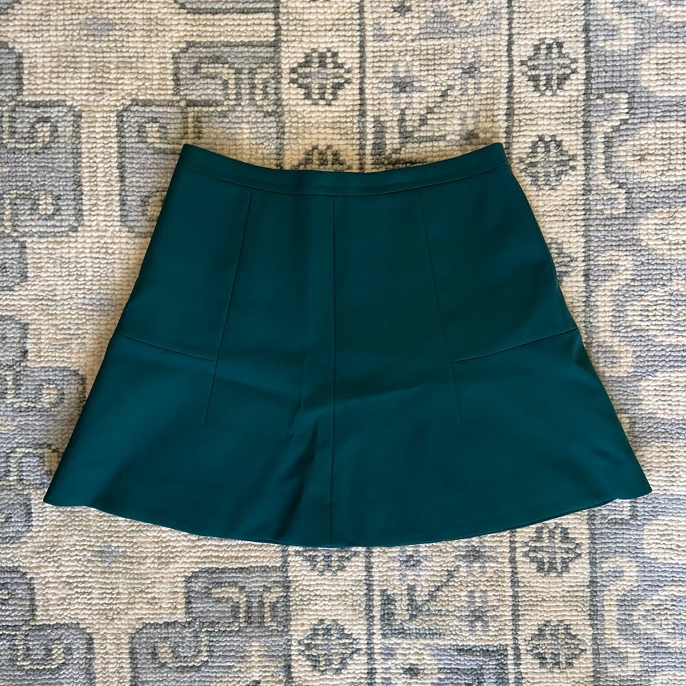 JCrew emerald green flare skirt